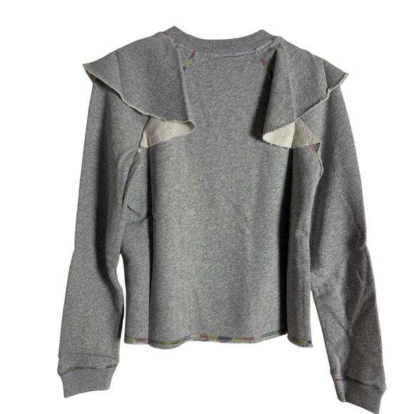 Something Navy Meghan Gray Ruffled Crewneck Terry Pullover Sweatshirt Size XS - Picture 10 of 13